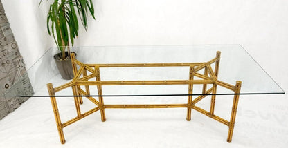 Large Bamboo & Leather Frame 3/4" Thick Glass Top Dining Conference Table