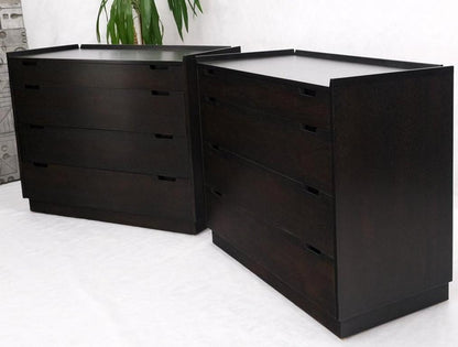 Pair of Ebonized Mahogany 4 Drawers Bachelor Chests w/ Gallery Tops Restored