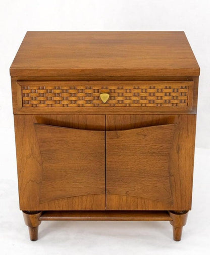 Heavy Turned Solid Walnut Legs Floating Lattice Ornament 1 Drawer Nightstand