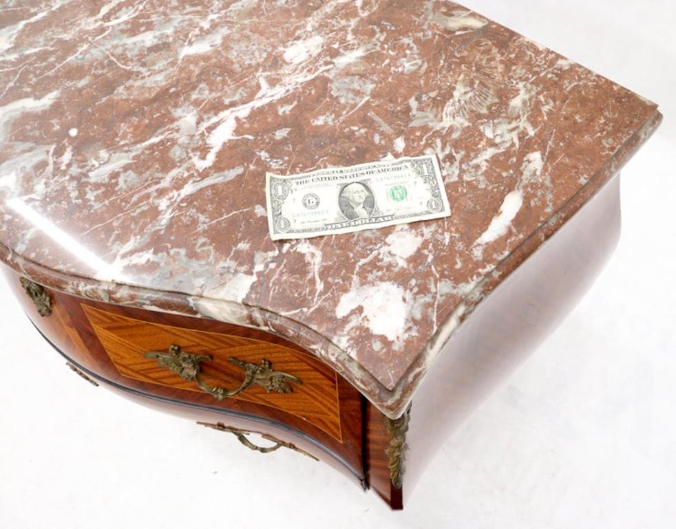 Bombe French Marble-Top Bronze Ormolu Louis XV Style 3 Drawers Dresser Commode