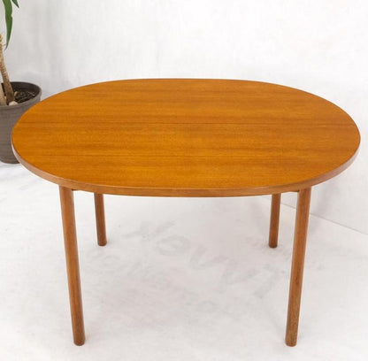 Compact Teak Danish Mid-Century Modern Dining Table w/ Large Leaves Extensions