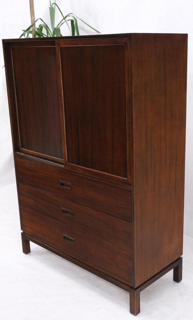 Harvey Probber Espresso Mahogany Sliding Doors 10 Drawers Gentlemen's Chest Mint