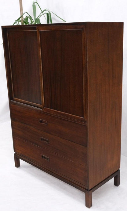 Harvey Probber Espresso Mahogany Sliding Doors 10 Drawers Gentlemen's Chest Mint