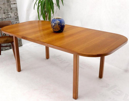 Rectangle Round Corners Teak Midcentury Danish Modern Dining Table Pop Up Leaf