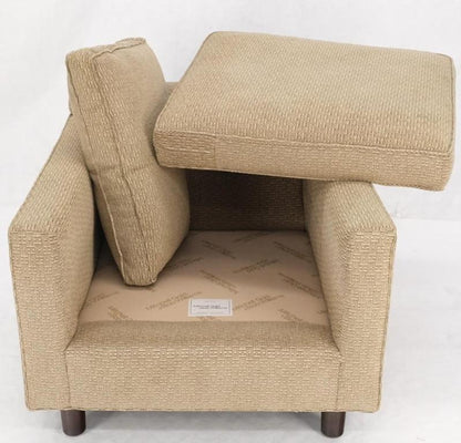 Deep Oatmeal Fabric Upholstery Contemporary Lounge Chair on Dowel Legs