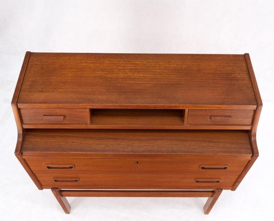 Danish Mid-Century Modern Teak Pull Out Secretary Desk Chest of Drawers Dresser