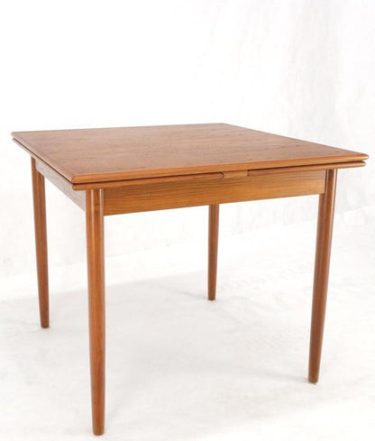 Danish Mid-Century Modern Square Teak Refectory Extension Boards Dining Table