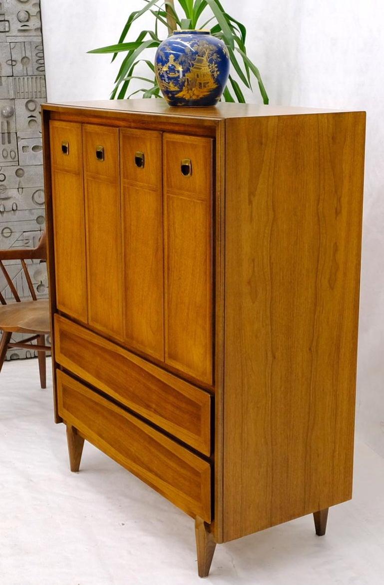 Mid Century American Walnut Gentleman's Chest Dresser w/ Two Doors Compartment
