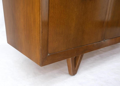 Mid Century V Shape Leg 4 Doors Compartments 3 Drawer Credenza Buffet Cabinet