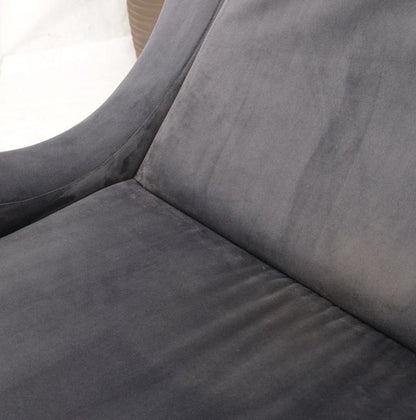 Pair Italian Mid-Century Modern Brass Legs Grey Arm Lounge Chairs