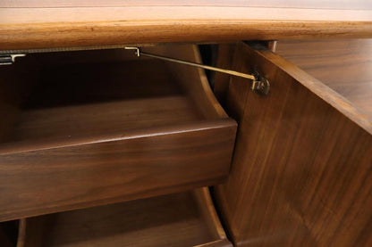 Sculptural Walnut Mid-Century Modern Long Dresser Credenza