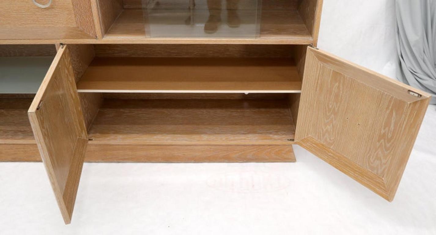 Cerused White Wash Oak Drop Front Secretary Desk Bookcase Credenza
