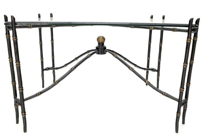 Bronze Faux Bamboo Glass Top Rectangular Coffee Table