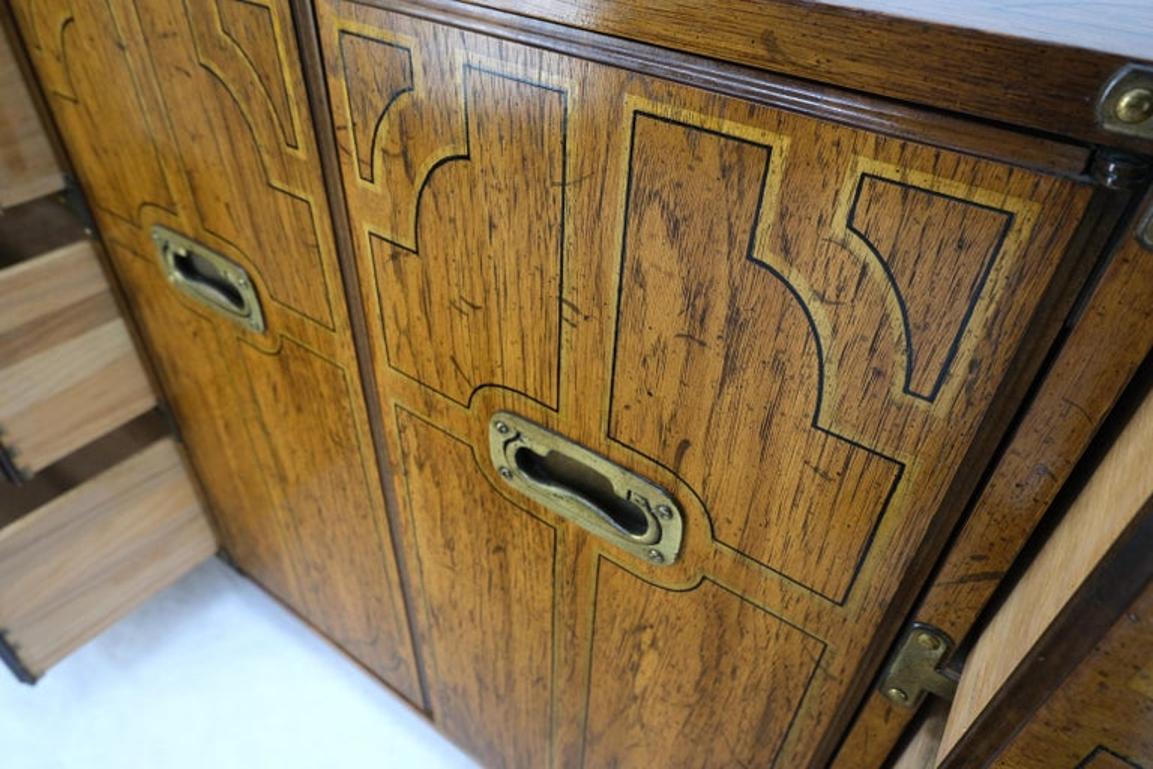 Campaign Style 9 Drawers Two Doors Compartment Paint Decorated Dresser Credenza