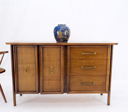 Exposed Sculptural Legs Walnut Three Drawers Two Doors Credenza Server Sideboard