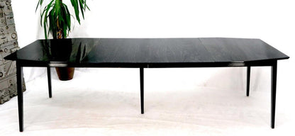 Rare Ebonized Cerused Walnut Mid-Century Modern Dining Table w/ Two Extensions
