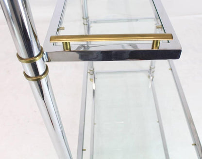 Chrome Brass Glass Mid-Century Modern Bakers Rack Étagère
