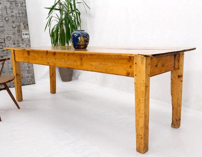 Large Antique Waxed Pine Harvest Farm Dining Table Primitive Natural