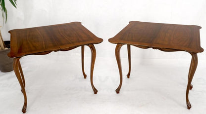 Pair of Baker Burl Wood Flip Top Convertible Console Table to Game Dining Tables