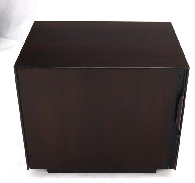 Mid-Century Modern Cube Shape Compact Liquor Cabinet End Table Espresso Finish