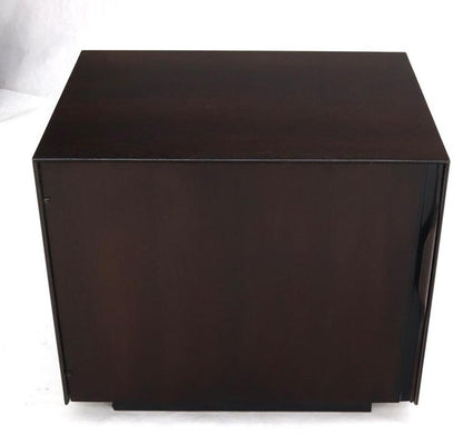 Mid-Century Modern Cube Shape Compact Liquor Cabinet End Table Espresso Finish