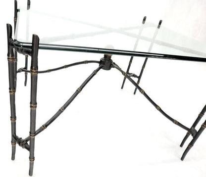Bronze Faux Bamboo Glass Top Rectangular Coffee Table