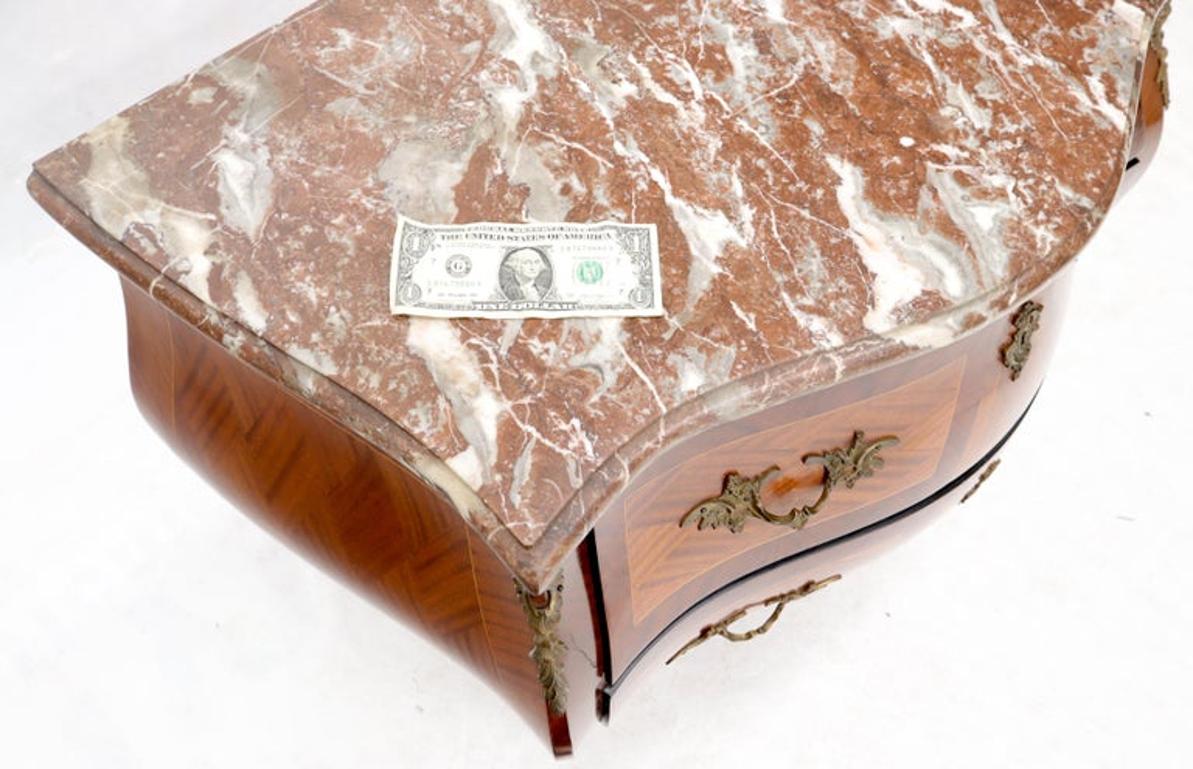 Bombe French Marble-Top Bronze Ormolu Louis XV Style 3 Drawers Dresser Commode