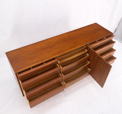 Danish Teak Mid-Century Modern 13 Drawers Long Credenza Dresser Sideboard MINT!