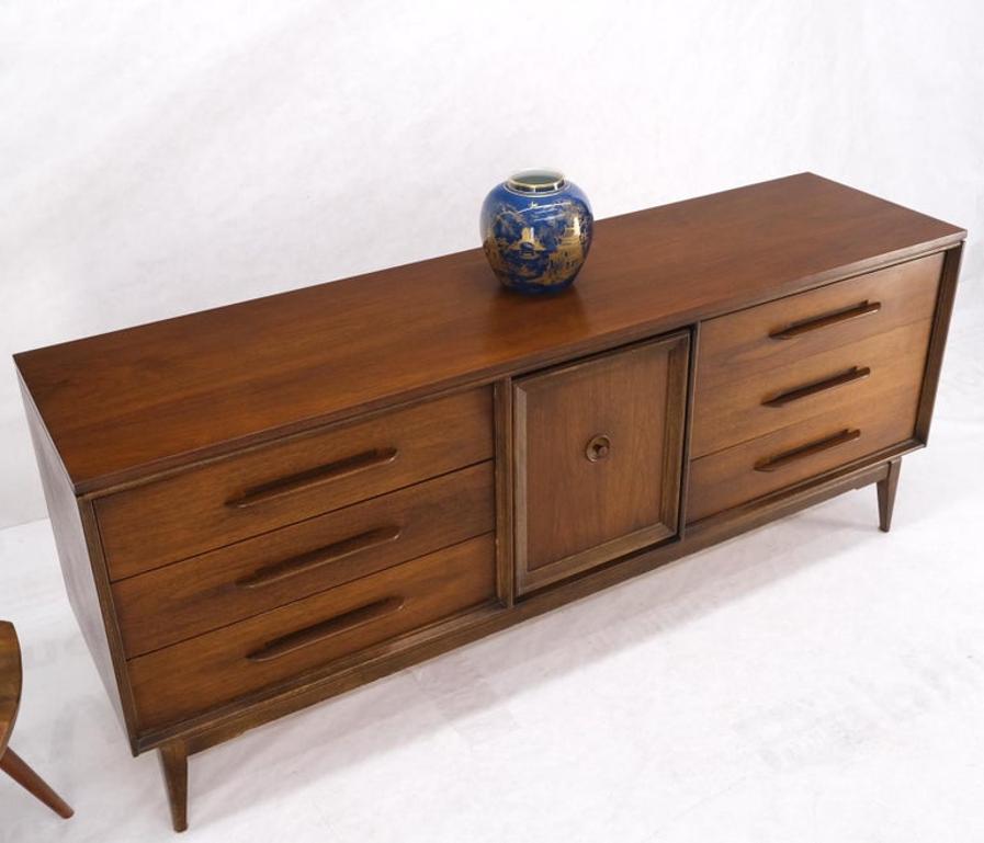 American Medium Light Walnut 9 Drawers 2 Door Compartment Long Dresser Mint