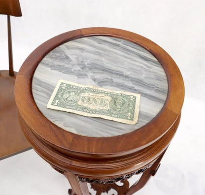 Chinese Carved Rosewood Marble Top Stand