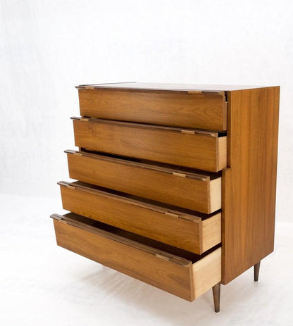 Mid-Century Modern Walnut 5 Drawers High Chest Dresser MINT!