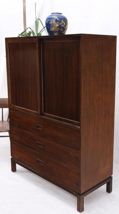 Harvey Probber Espresso Mahogany Sliding Doors 10 Drawers Gentlemen's Chest Mint