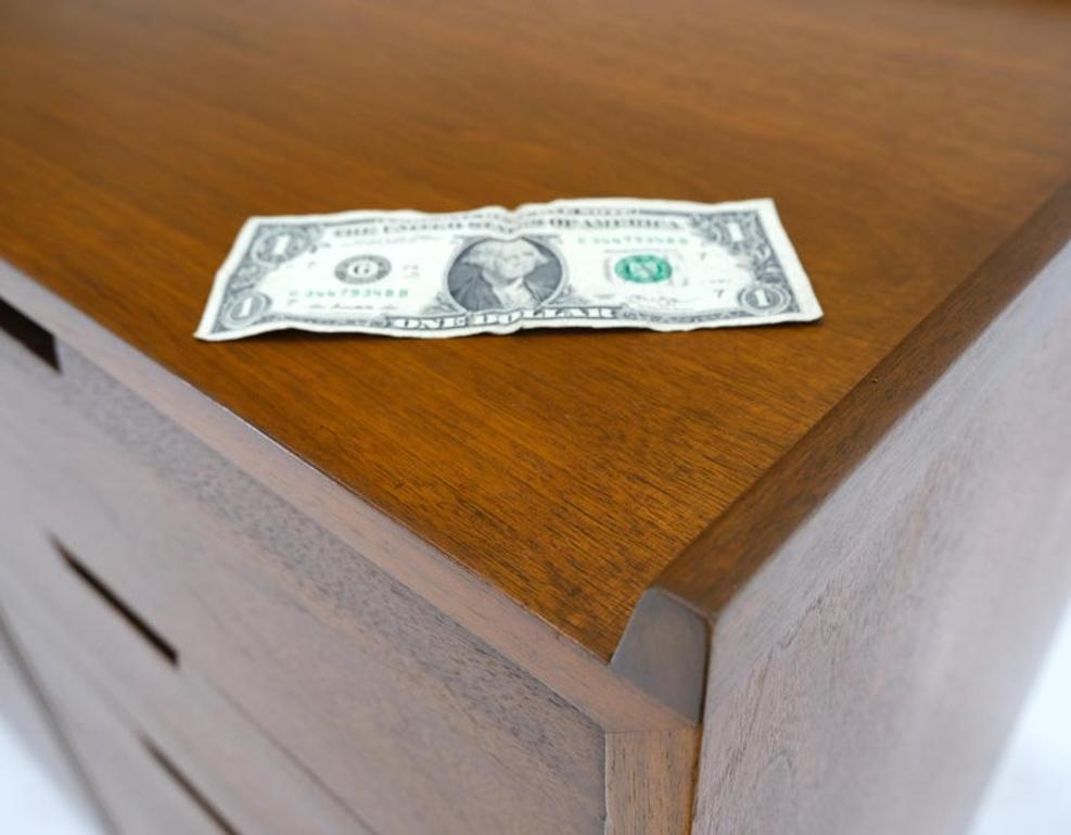 Mid-Century Modern 10 Drawers Walnut Gallery Top Dresser Credenza Double Doors