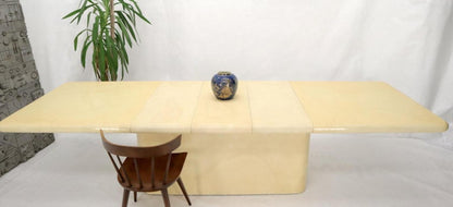 Expandable Extra Long Faux Lacquered Goat Skin Dining Conference Table