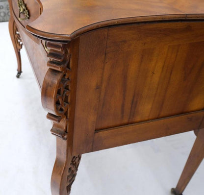 Antique Carved 4 Drawers Dresser w/ Large Beveled Swivel Clove Shape Mirror