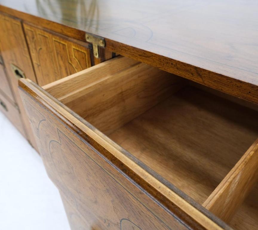 Campaign Style 9 Drawers Two Doors Compartment Paint Decorated Dresser Credenza