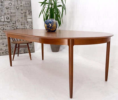 Danish Teak Mid-Century Modern Round Dining Table w/ Two Extension Boards Leafs