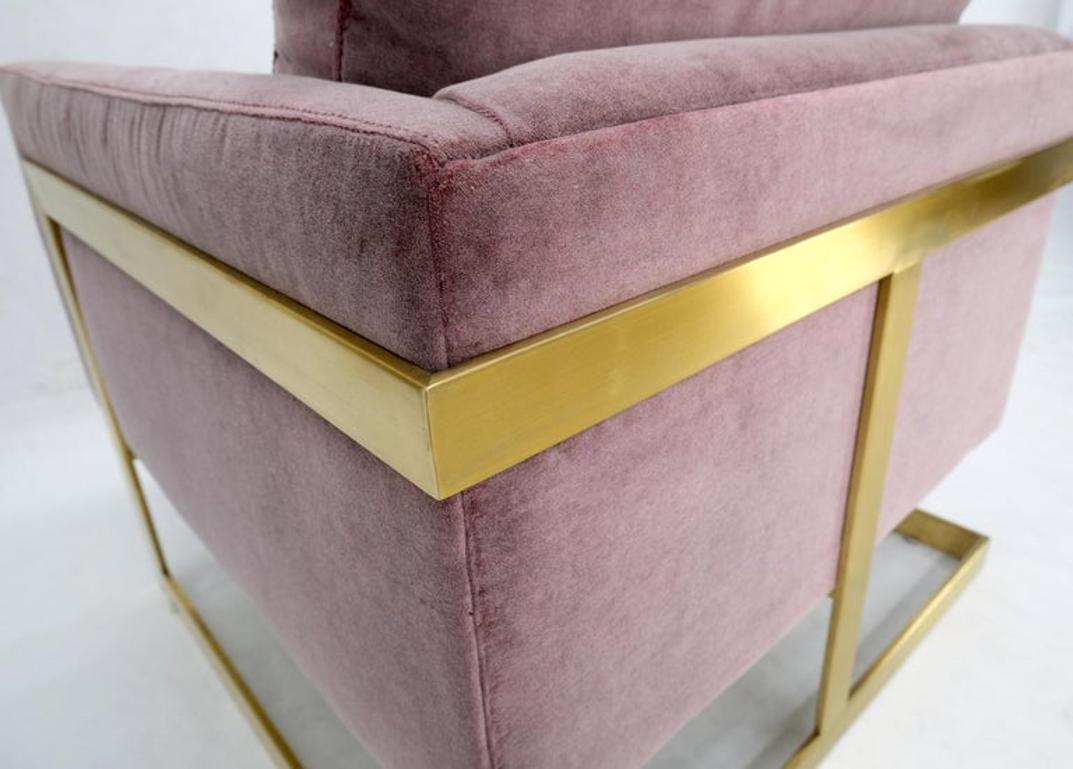 Brass Frame Shape Base Cube Shape Lounge Chair