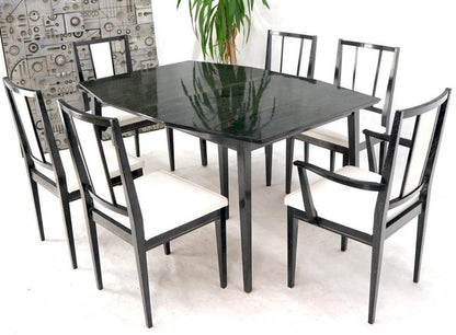 Set of Six Ebonized Cerused Walnut Dining Chairs