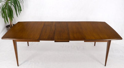 American Walnut Danish Modern Style Boat Shape Dining Table w/ 3 Leaves Mint