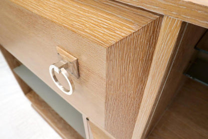 Cerused White Wash Oak Drop Front Secretary Desk Bookcase Credenza