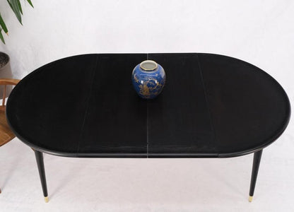 Round Mid Century Ebonized Oak Dining Table w/ Two Leafs Jack Van der Molen MINT