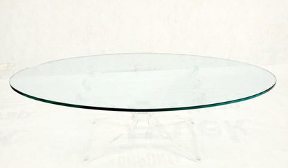 Lucite Bow Tie Butterfly Wing Shape Base Oval Glass Top Mid Century Coffee Table
