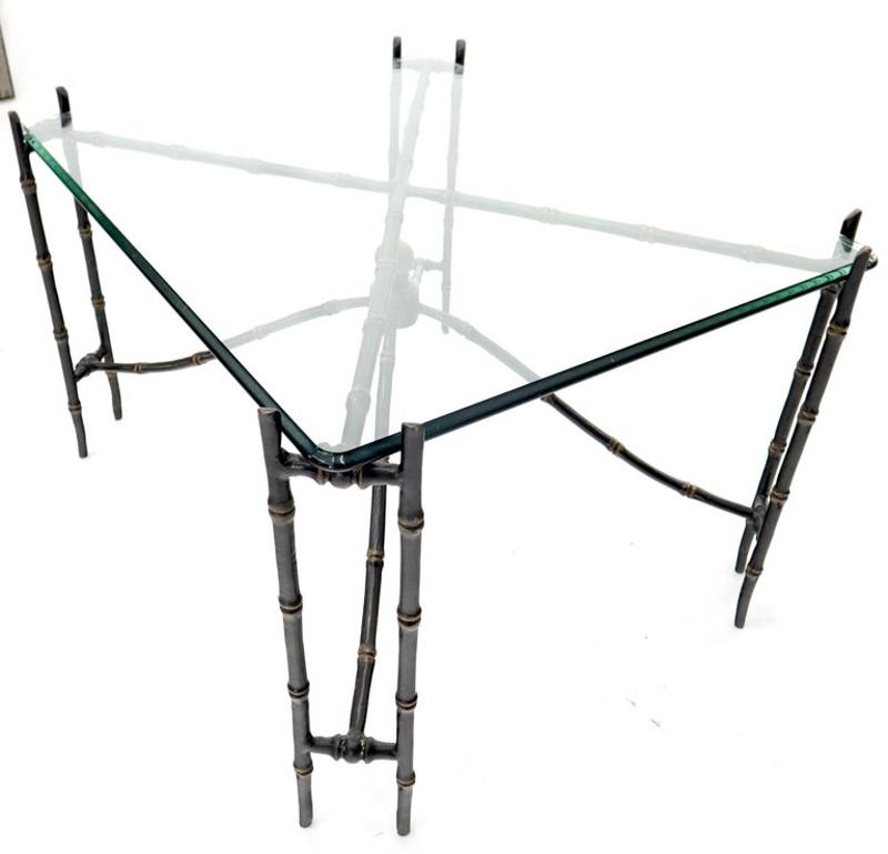 Bronze Faux Bamboo Glass Top Rectangular Coffee Table