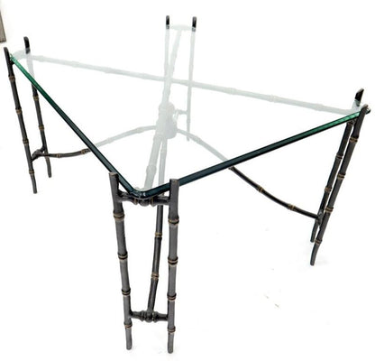 Bronze Faux Bamboo Glass Top Rectangular Coffee Table