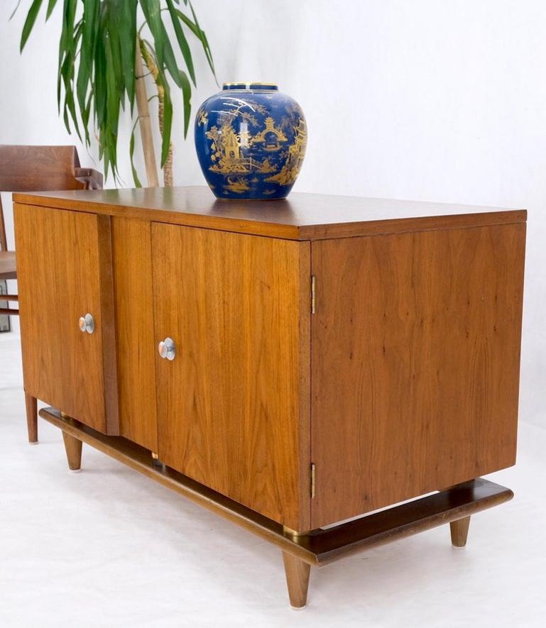 Mid-Century Modern Walnut Two Doors Floating Base Small Petit Credenza Mint