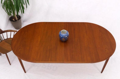 Danish Teak Mid-Century Modern Round Dining Table w/ Two Extension Boards Leafs