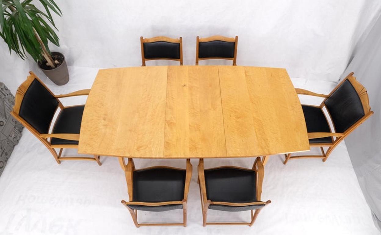 Solid Curly Maple Table 6 Chairs Bench Hand Made Jointly Studio Dining Set Mint!