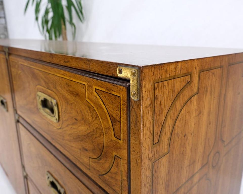 Campaign Style 9 Drawers Two Doors Compartment Paint Decorated Dresser Credenza