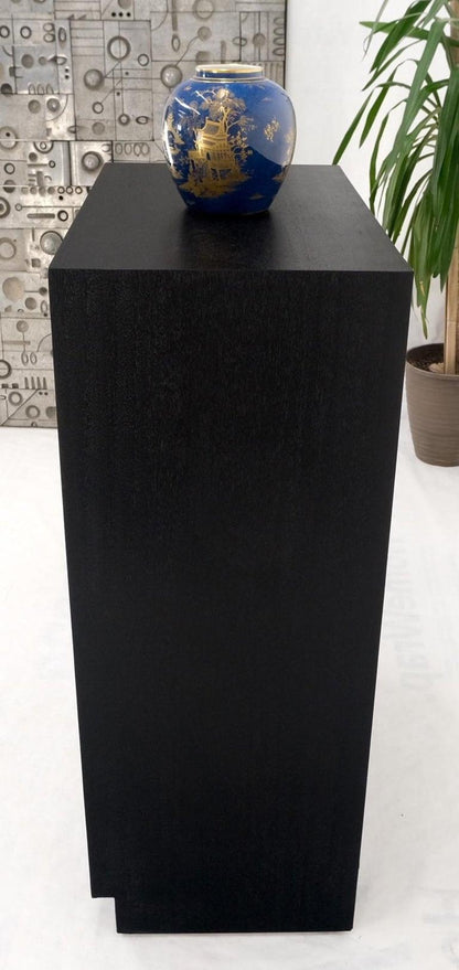 Ebonized Black Lacquer Mahogany Tall 5 Drawers Dresser Gold Bracket Pulls MNT